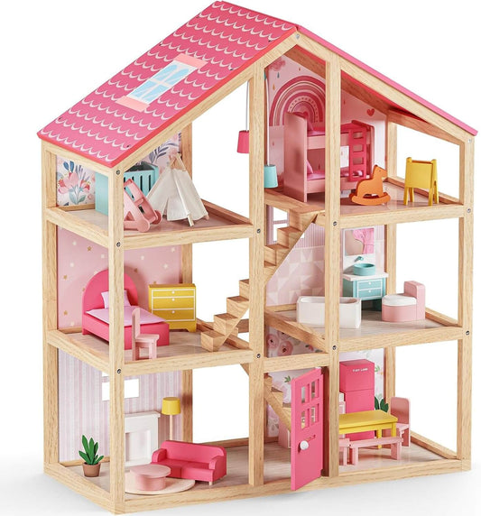 Puppenhaus rosa holz 